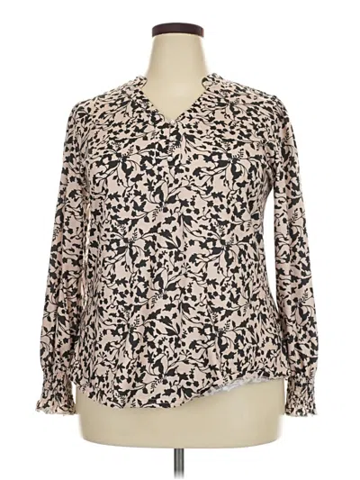 Pre-owned Assorted Brands Long Sleeve Blouse In Tan