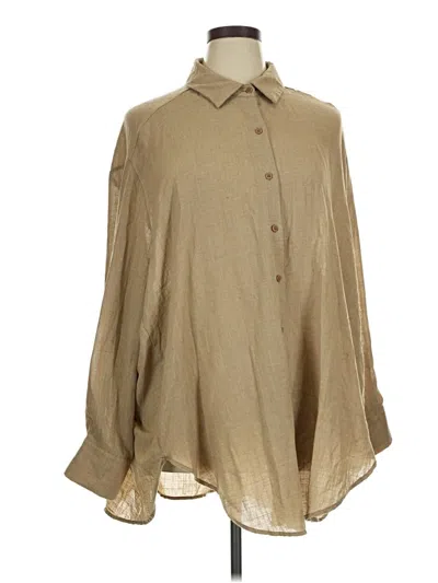 Pre-owned Assorted Brands Long Sleeve Blouse In Tan
