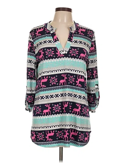 Pre-owned Assorted Brands Long Sleeve Blouse In Teal