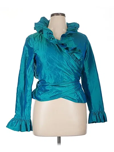 Pre-owned Assorted Brands Long Sleeve Blouse In Teal