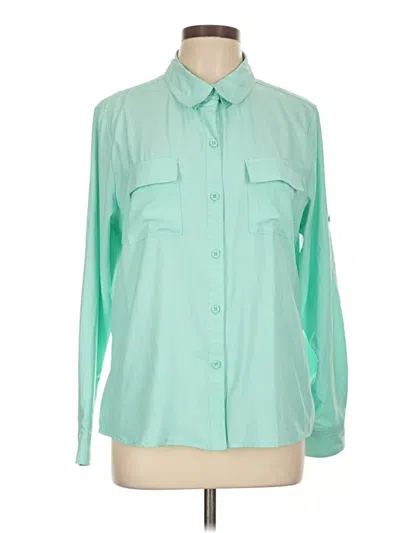 Pre-owned Assorted Brands Long Sleeve Blouse In Teal