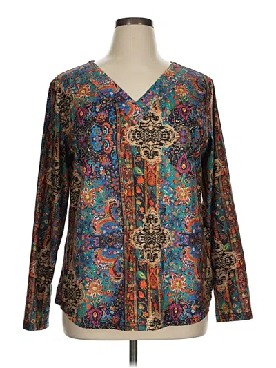 Pre-owned Assorted Brands Long Sleeve Blouse In Teal
