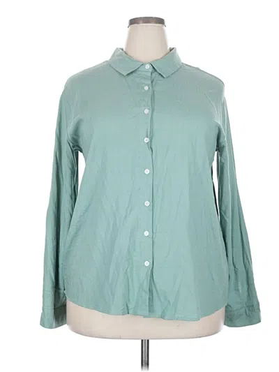 Pre-owned Assorted Brands Long Sleeve Blouse In Teal
