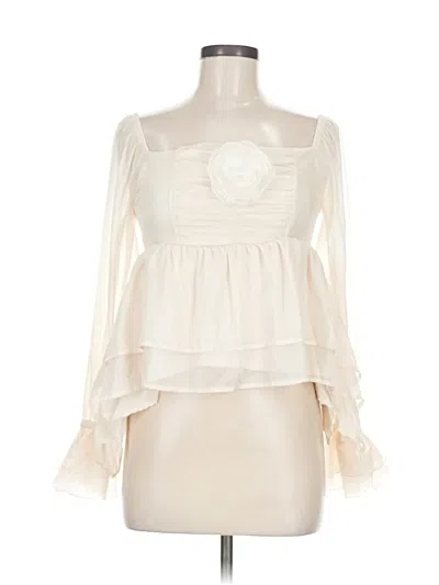 Pre-owned Assorted Brands Long Sleeve Blouse In White