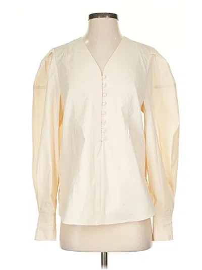 Pre-owned Assorted Brands Long Sleeve Blouse In White
