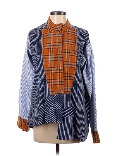 Pre-owned Assorted Brands Long Sleeve Button Down Shirt In Blue