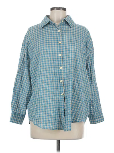 Pre-owned Assorted Brands Long Sleeve Button Down Shirt In Blue