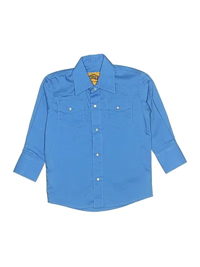 Pre-owned Assorted Brands Kids' Long Sleeve Button Down Shirt In Blue
