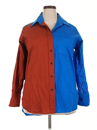 Pre-owned Assorted Brands Long Sleeve Button Down Shirt In Blue