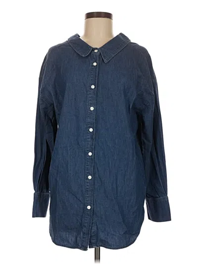 Pre-owned Assorted Brands Long Sleeve Button Down Shirt In Blue