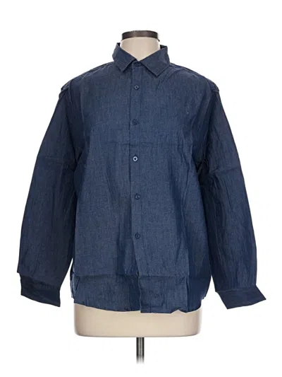 Pre-owned Assorted Brands Long Sleeve Button Down Shirt In Blue