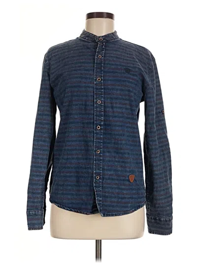 Pre-owned Assorted Brands Long Sleeve Button Down Shirt In Blue