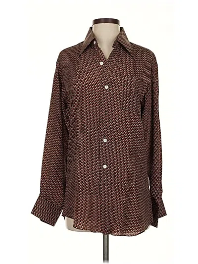 Pre-owned Assorted Brands Long Sleeve Button Down Shirt In Brown