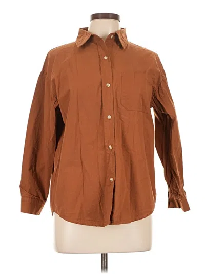 Pre-owned Assorted Brands Long Sleeve Button Down Shirt In Brown