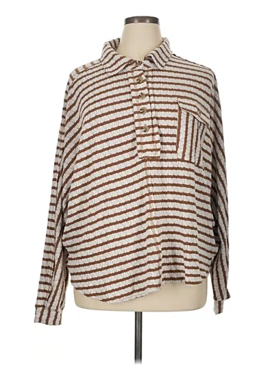 Pre-owned Assorted Brands Long Sleeve Button Down Shirt In Brown