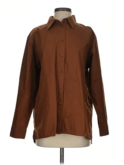 Pre-owned Assorted Brands Long Sleeve Button Down Shirt In Brown