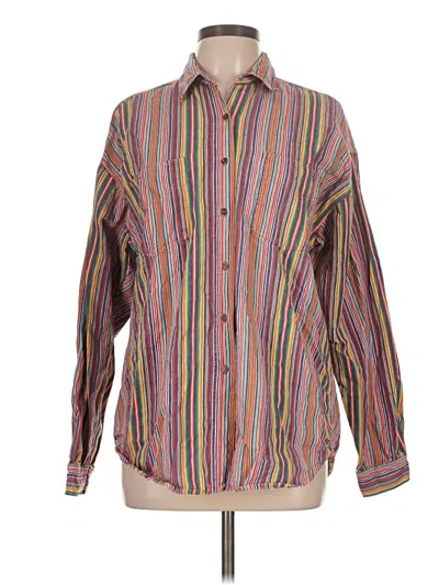 Pre-owned Assorted Brands Long Sleeve Button Down Shirt In Brown