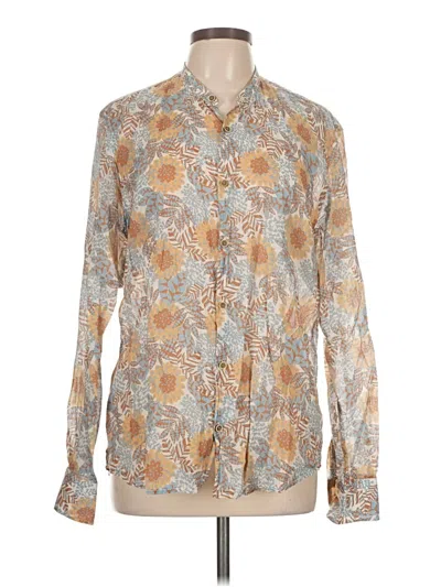 Pre-owned Assorted Brands Long Sleeve Button Down Shirt In Brown