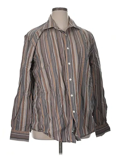 Pre-owned Assorted Brands Long Sleeve Button Down Shirt In Brown