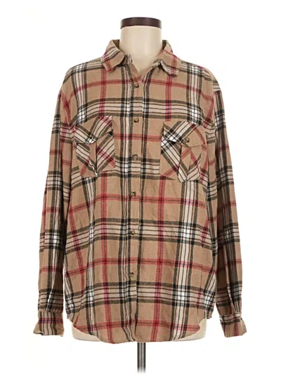 Pre-owned Assorted Brands Long Sleeve Button Down Shirt In Brown