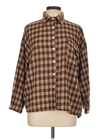 Pre-owned Assorted Brands Long Sleeve Button Down Shirt In Brown