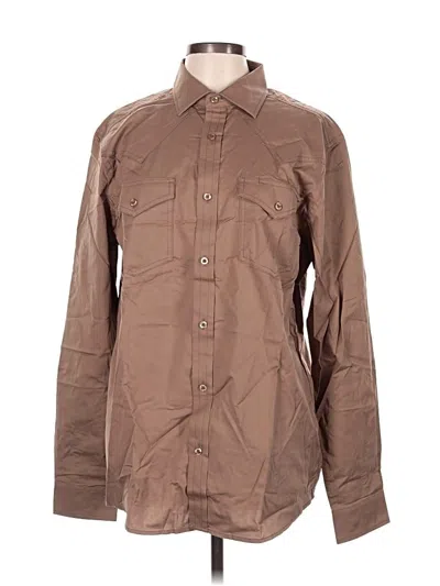 Pre-owned Assorted Brands Long Sleeve Button Down Shirt In Brown