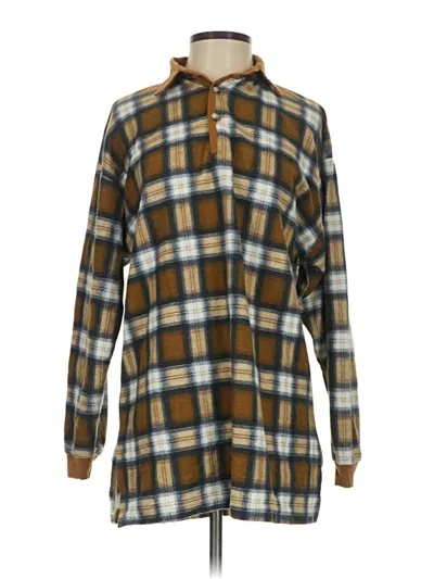 Pre-owned Assorted Brands Long Sleeve Button Down Shirt In Brown