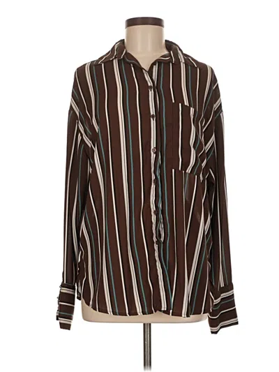 Pre-owned Assorted Brands Long Sleeve Button Down Shirt In Brown