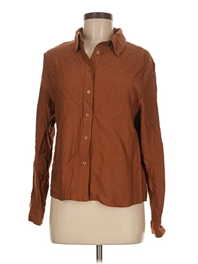 Pre-owned Assorted Brands Long Sleeve Button Down Shirt In Brown
