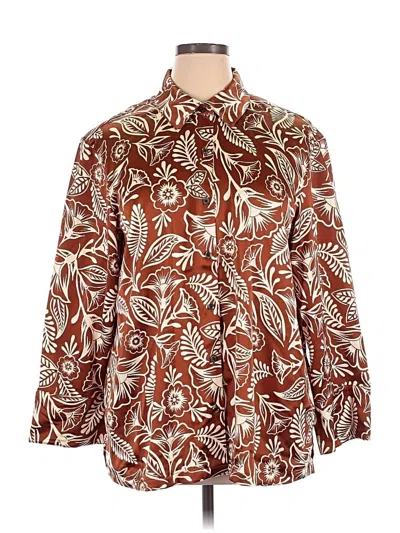 Pre-owned Assorted Brands Long Sleeve Button Down Shirt In Brown