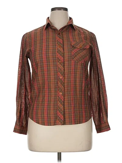 Pre-owned Assorted Brands Long Sleeve Button Down Shirt In Brown