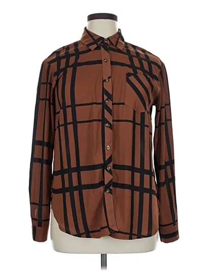 Pre-owned Assorted Brands Long Sleeve Button Down Shirt In Brown