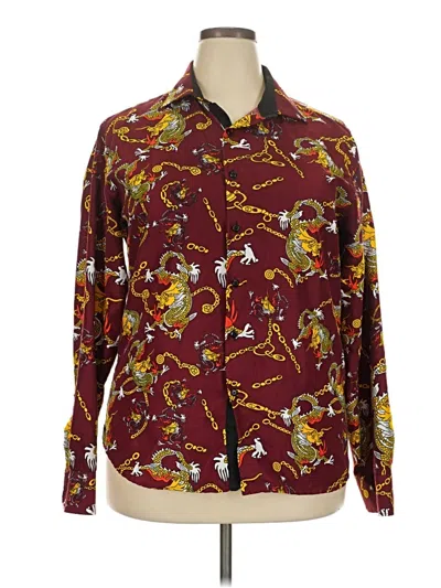 Pre-owned Assorted Brands Long Sleeve Button Down Shirt In Burgundy
