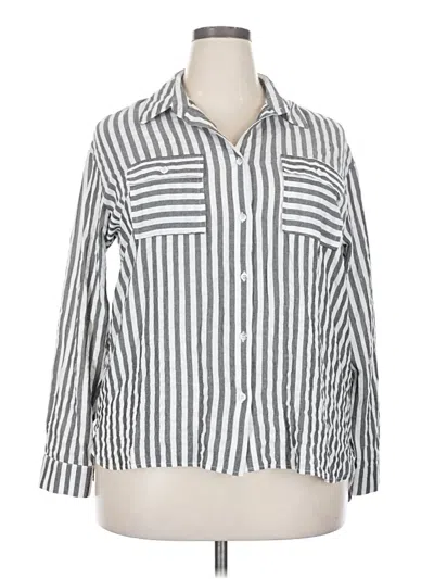 Pre-owned Assorted Brands Long Sleeve Button Down Shirt In Gray