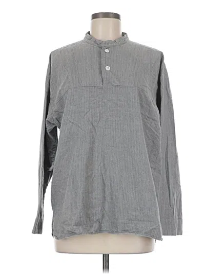 Pre-owned Assorted Brands Long Sleeve Button Down Shirt In Gray