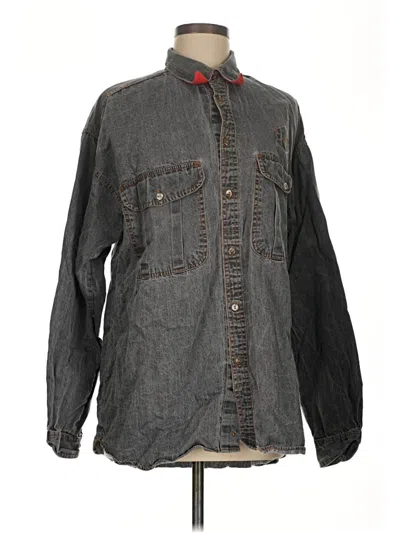 Pre-owned Assorted Brands Long Sleeve Button Down Shirt In Gray