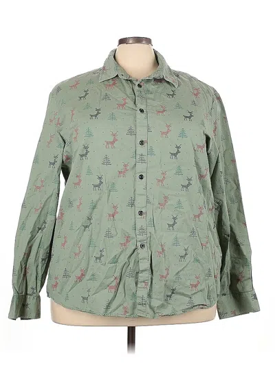 Pre-owned Assorted Brands Long Sleeve Button Down Shirt In Green