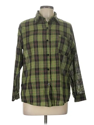Pre-owned Assorted Brands Long Sleeve Button Down Shirt In Green