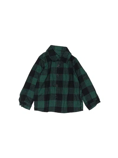 Pre-owned Assorted Brands Kids' Long Sleeve Button Down Shirt In Green