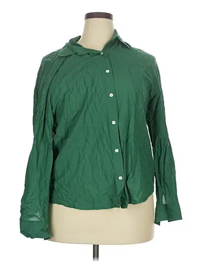 Pre-owned Assorted Brands Long Sleeve Button Down Shirt In Green