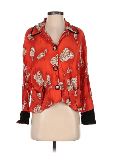 Pre-owned Assorted Brands Long Sleeve Button Down Shirt In Orange