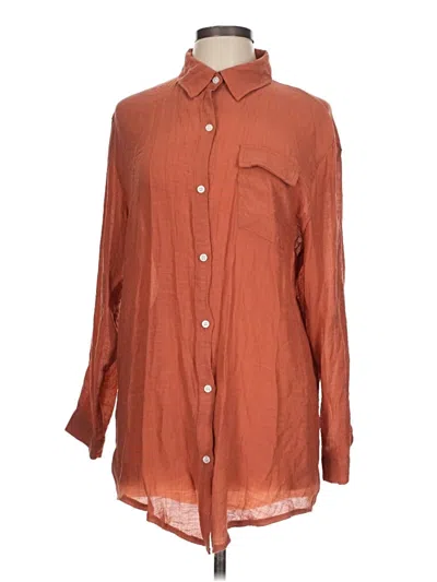 Pre-owned Assorted Brands Long Sleeve Button Down Shirt In Orange