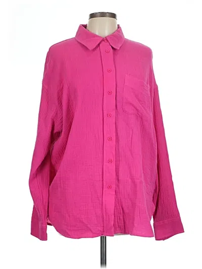 Pre-owned Assorted Brands Long Sleeve Button Down Shirt In Pink