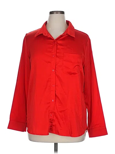 Pre-owned Assorted Brands Long Sleeve Button Down Shirt In Red