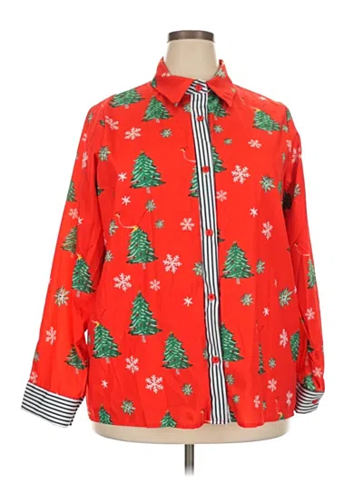 Pre-owned Assorted Brands Long Sleeve Button Down Shirt In Red