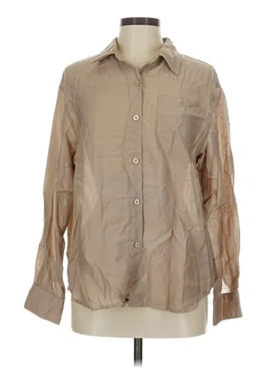 Pre-owned Assorted Brands Long Sleeve Button Down Shirt In Tan