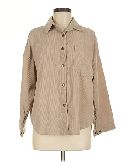 Pre-owned Assorted Brands Long Sleeve Button Down Shirt In Tan