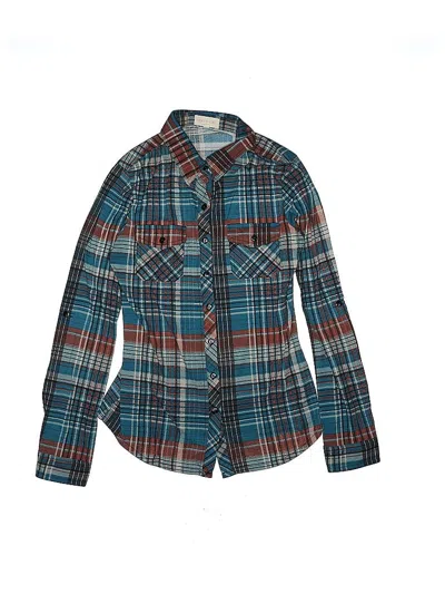 Pre-owned Assorted Brands Kids' Long Sleeve Button Down Shirt In Teal