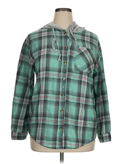 Pre-owned Assorted Brands Long Sleeve Button Down Shirt In Teal