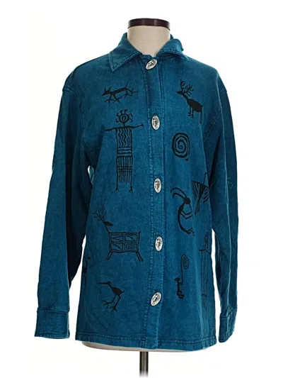 Pre-owned Assorted Brands Long Sleeve Button Down Shirt In Teal